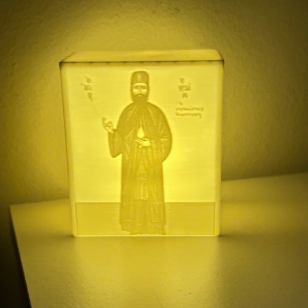3D Printed Θήκη Κεριού με Ανάγλυφη Αγιογραφική Μορφή