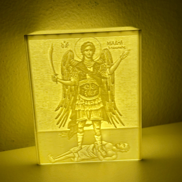 3D Printed Θήκη Κεριού με Ανάγλυφη Αγιογραφική Μορφή