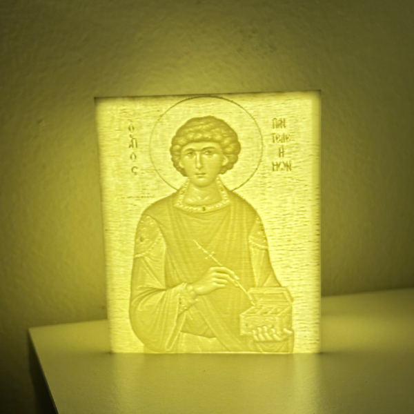 3D Printed Θήκη Κεριού με Ανάγλυφη Αγιογραφική Μορφή